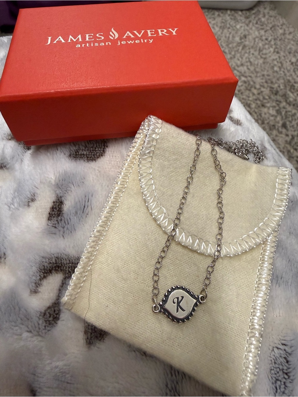 James Avery Silver Initial K Pendant Necklace - Silver